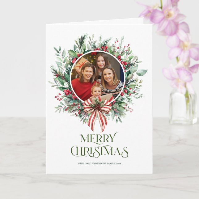 Carte Joyeuse typographie de Noël Photo personnalisée (Orchidée)