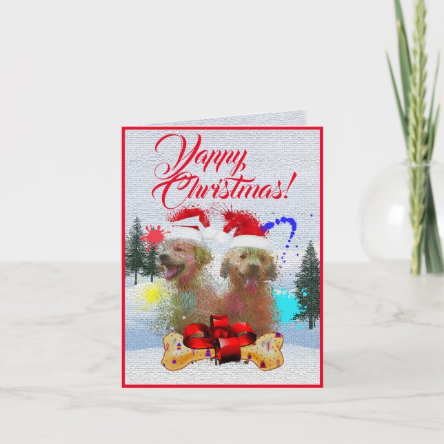 Carte Joyeuse Xmas Cute Labrador Puppies (Devant)