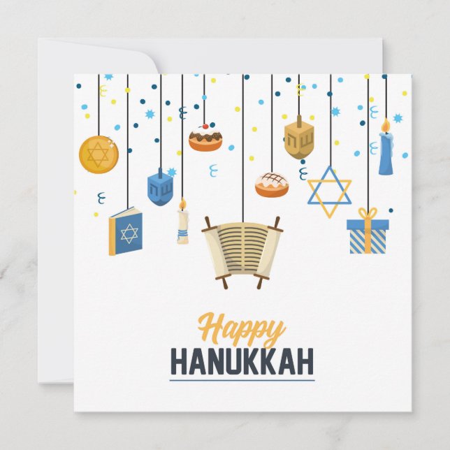 Carte Joyeuses décorations d'icônes de vacances Hanoukka (Devant)