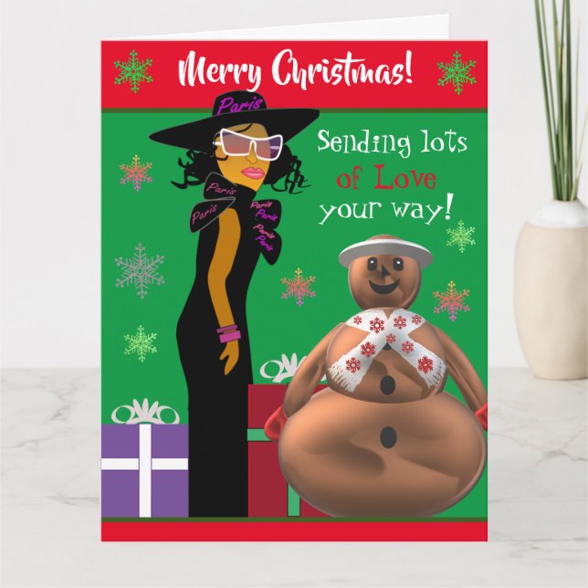 Carte Joyeuses femmes Noël Africain Amérique Noël (Devant)