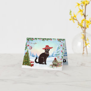 Carte Joyeuses Fêtes Chat Noir