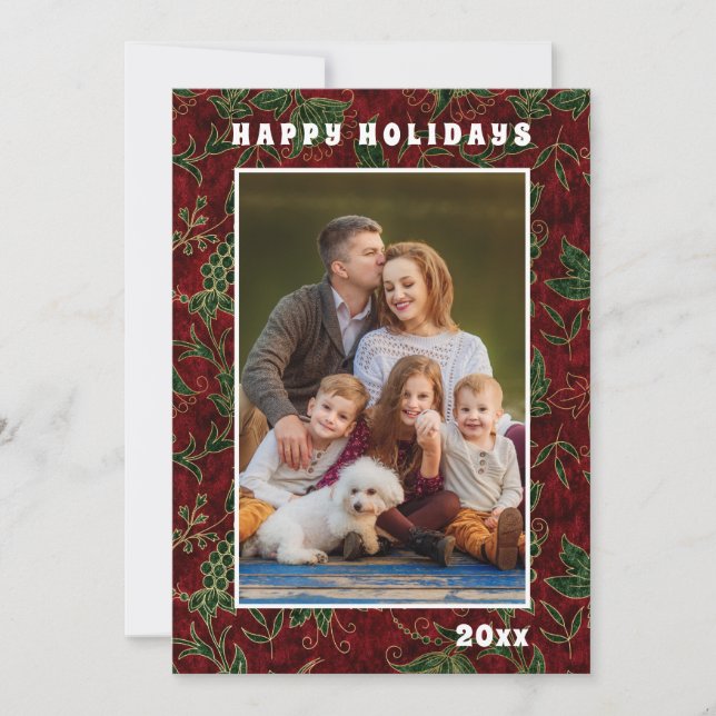 Carte Joyeuses Fêtes Chic Festive Noël Famille Photo (Devant)