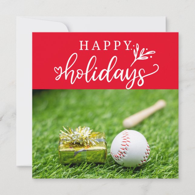 Carte Joyeuses Fêtes de baseball avec balle batte et gan (Devant)