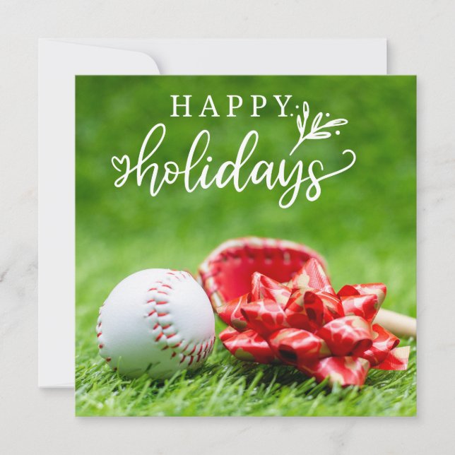 Carte Joyeuses fêtes de baseball avec batte de ballon et (Devant)