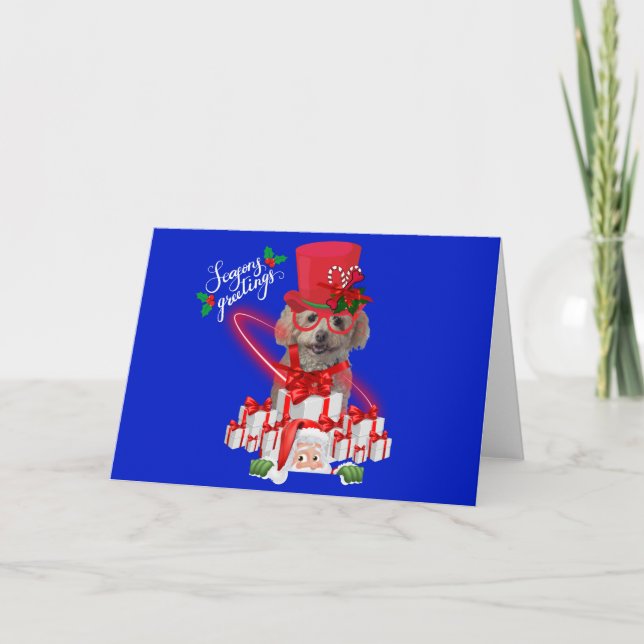 Carte Joyeuses Fêtes de Noël de caniche (Devant)