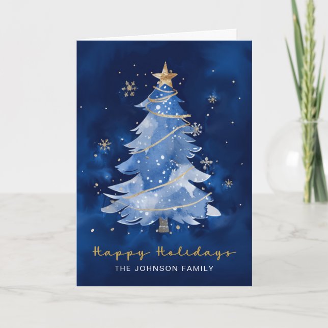 Carte Joyeuses fêtes Elégant Noël d'or de la Marine (Devant)