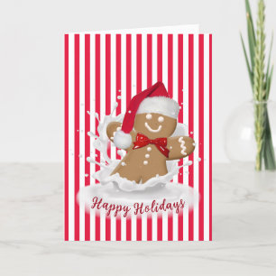 Carte Joyeuses fêtes Homme en pain d'épice au lait