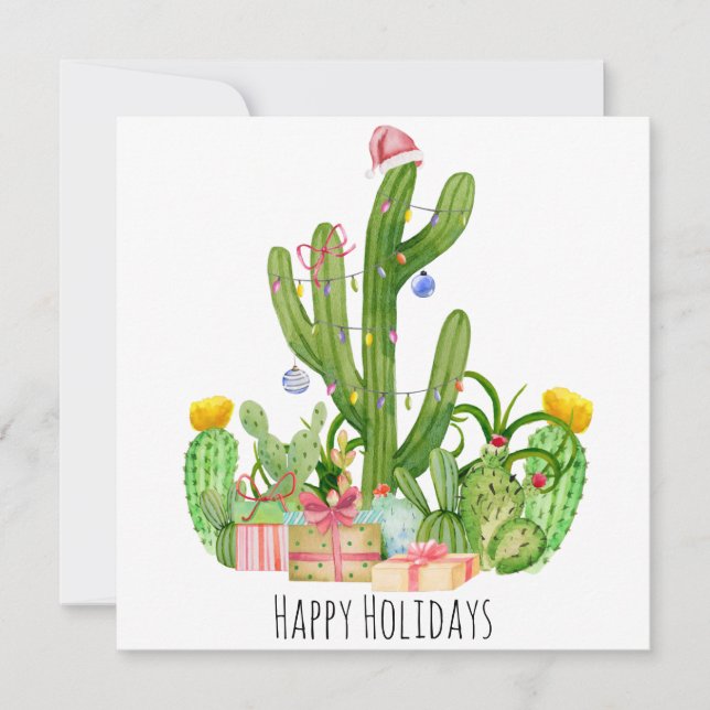 Carte Joyeuses fêtes Noël Cactus Salutation (Devant)