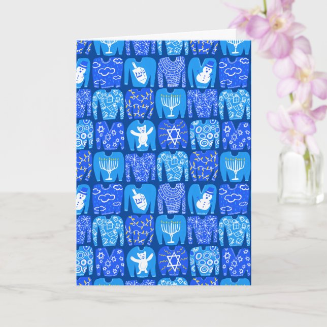 Carte Joyeuses fêtes Ugly Hannukah Sweater (Orchidée)