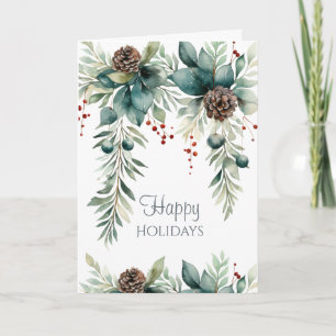 Carte Joyeuses Fêtes Verdure d'Hiver
