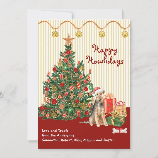 Carte Joyeuses fêtes Welsh Terrier Tree présente (Devant)