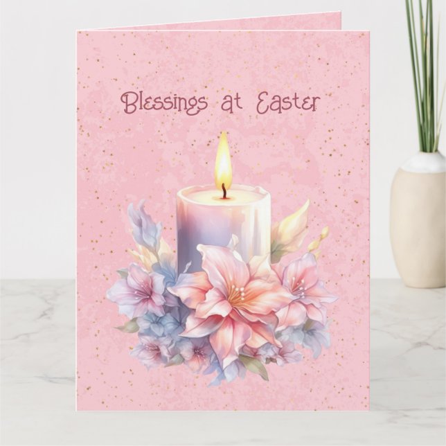 Carte Joyeuses fleurs aux bougies de Pâques (Devant)