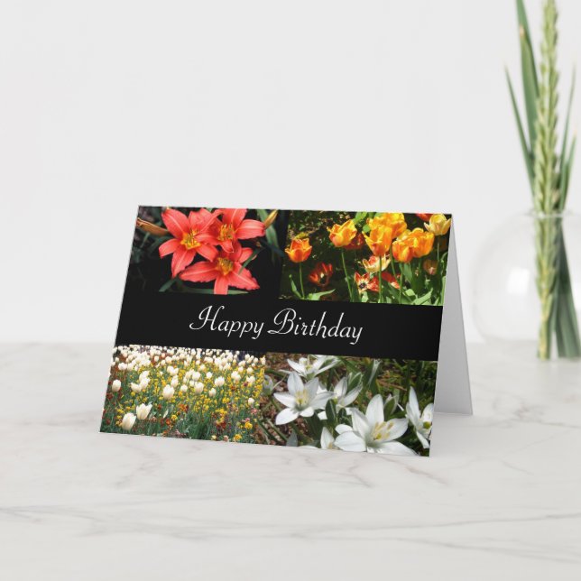 Carte Joyeuses fleurs d'anniversaire | (Devant)