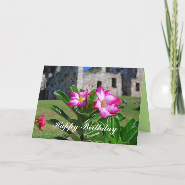 Carte Joyeuses fleurs de Rose du désert pour l'anniversa (Devant)
