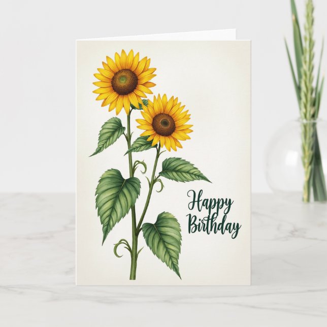Carte Joyeuses Fleurs Dorées (Devant)
