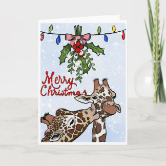 Carte Joyeuses Giraffes de Noël