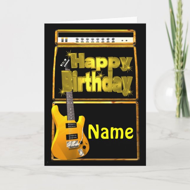 Carte Joyeuses Guitares d'anniversaire avec nom (Devant)