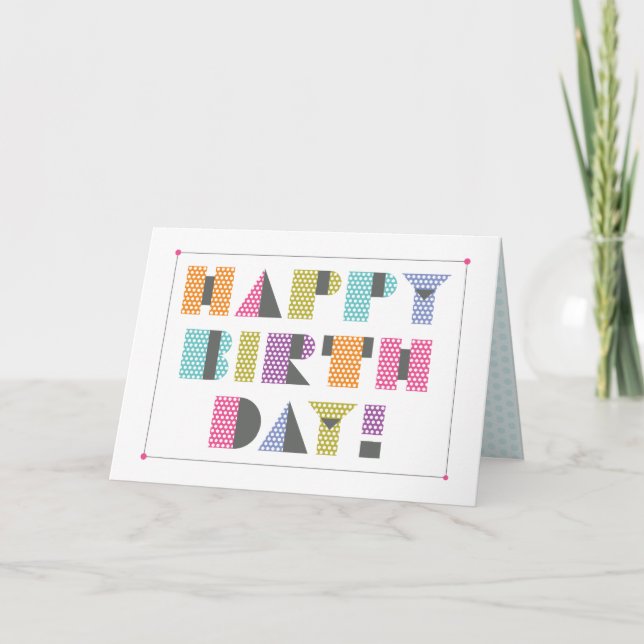 Carte Joyeuses lettres modernes d'anniversaire (Devant)