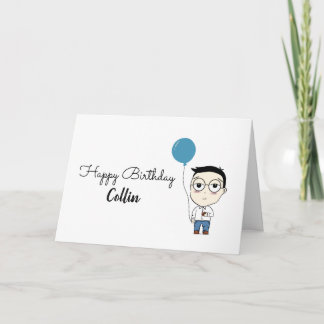 Carte Joyeuses Lunettes d'Anniversaire Boy Cartoon Cute 