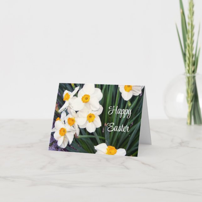 Carte Joyeuses Pâques avec Daffodils Blancs (Devant)