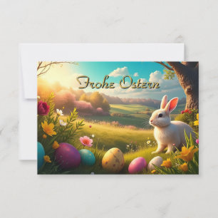 Carte Joyeuses Pâques dans un paysage printanier