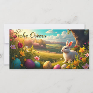 Carte Joyeuses Pâques dans un paysage printanier