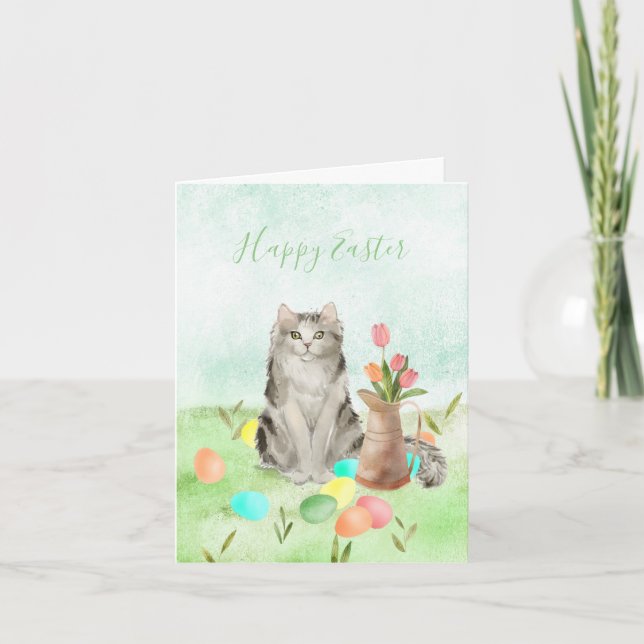Carte Joyeuses Pâques du chat (Devant)
