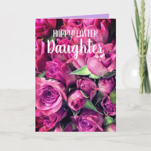 Carte Joyeuses Pâques Fille Roses Roses