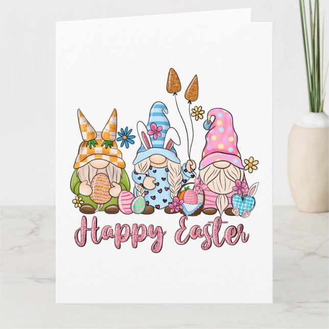 Carte Joyeuses Pâques Gnomes Some Bunny Vous Aime (Devant)