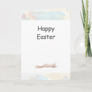 Carte Joyeuses Pâques Lapin Relaxant Aquarelle Pâques