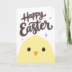Carte Joyeuses Pâques Mignon Poulet Cartoon Pastel