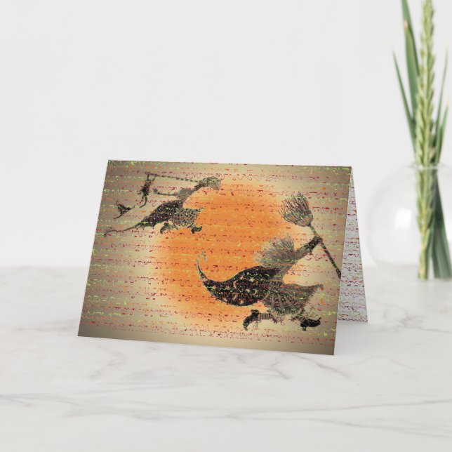 Carte Joyeuses sorcières d'anniversaire Halloween (Devant)