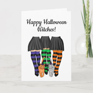 Carte Joyeuses sorcières d'Halloween - sorcières et deux