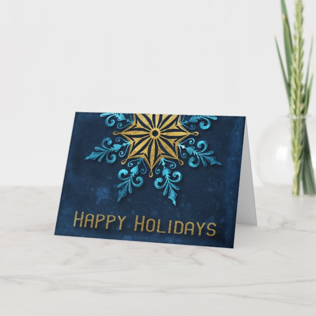 Carte Joyeuses vacances Affaires Entreprise Snowflake Mo (Devant)