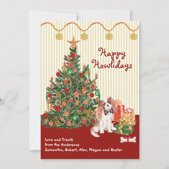 Carte Joyeuses vacances Cavalier roi Charles Spaniel Tre (Devant)