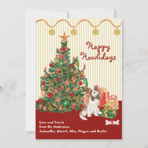 Carte Joyeuses vacances Cavalier roi Charles Spaniel Tre