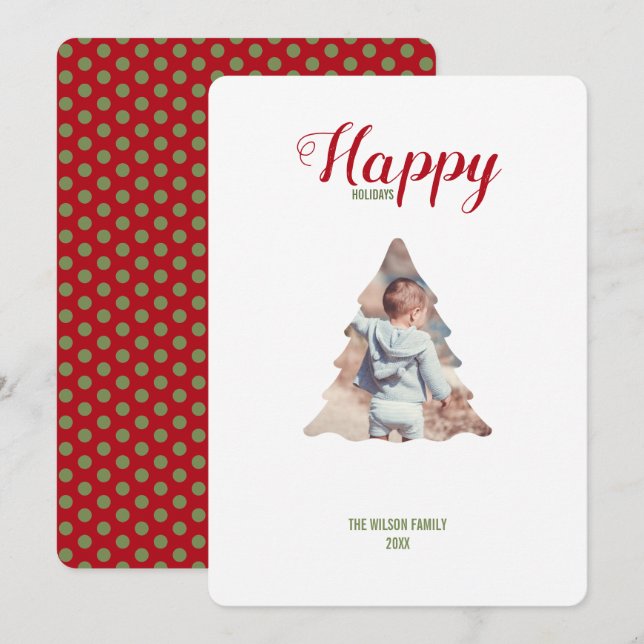 Carte Joyeuses vacances Famille Photo Arbre de Noël Cart (Devant / Derrière)