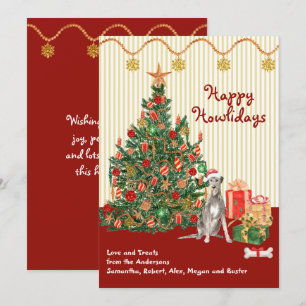 Carte Joyeuses vacances Irish Wolfhound Tree présente