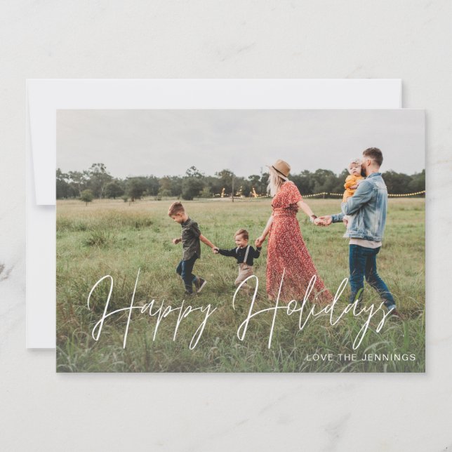 Carte Joyeuses Vacances Moderne Script Photo 2 Card (Devant)