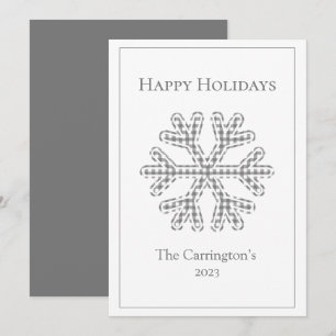 Carte Joyeuses vacances Plaid Snowflake moderne