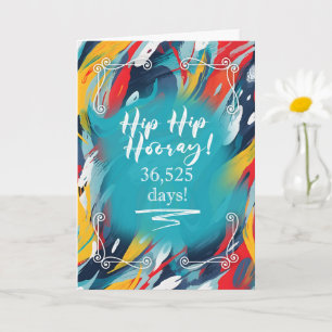 Carte Joyeux 100e Anniversaire Hip Hip Hourra Peintures