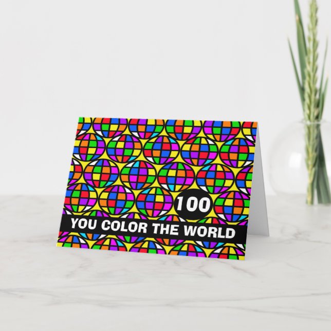 Carte Joyeux 100e anniversaire Vous Courez le monde (Devant)
