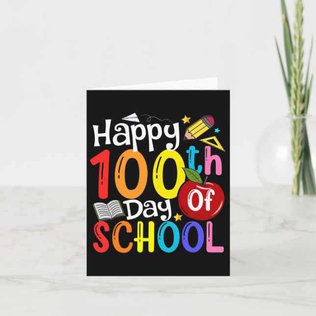 Carte Joyeux 100ème Jour D'Enseignants Étudiants Heureux (Devant)