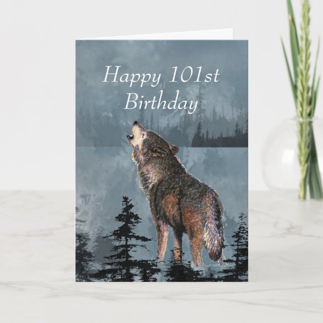 Carte Joyeux 101e anniversaire hurling Wolf Vous êtes gé (Devant)