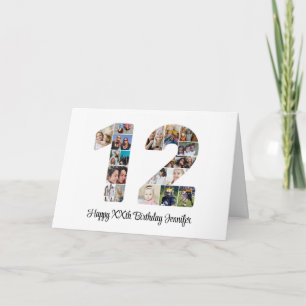 Carte Joyeux 12e anniversaire Numéro 12 Collage photo pe