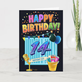 Carte Joyeux 14e anniversaire