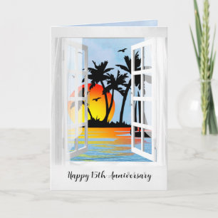 Carte Joyeux 15e anniversaire Tropical Window