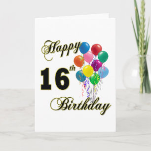 Carte Joyeux 16e anniversaire cadeaux et vêtements d'ann