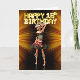 Carte Joyeux 16e anniversaire Deva sur la scène