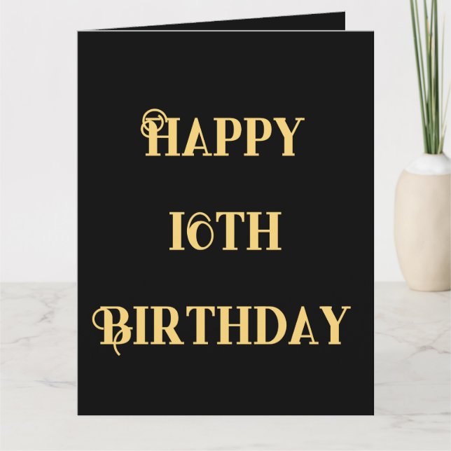 Carte Joyeux 16e anniversaire Or Jaune Seize âge personn (Devant)